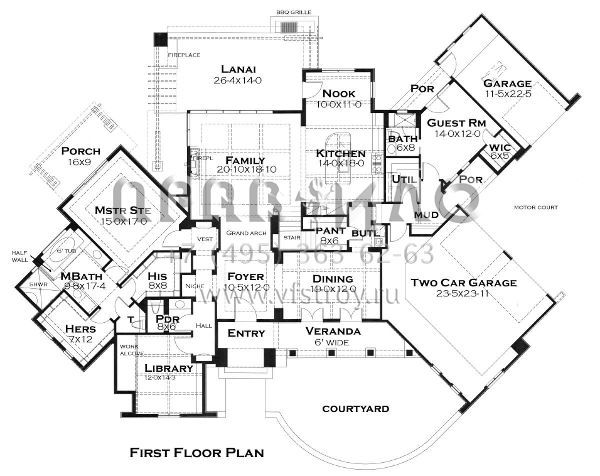 Проект двухэтажного дома с гаражом на три и более машин в стиле Ранчо S5-300 (9401-00083)