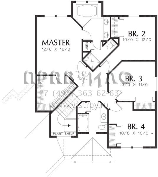 Проект двухэтажного дома с гаражом на две машины в американском стиле S5-216 (2559-00486)