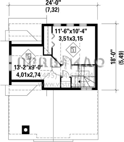 Проект двухэтажного дома без гаража в стиле Дом-шалаш S5-92 (6146-00140)