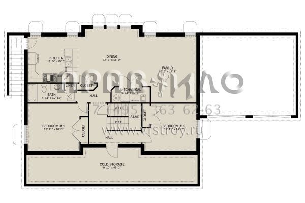 Проект двухэтажного дома с гаражом на две машины в стиле Ранчо S5-299 (2802-00010)