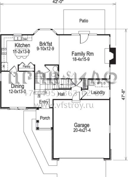 Проект двухэтажного дома с гаражом на две машины в стиле Ранчо S5-201 (5633-00148)