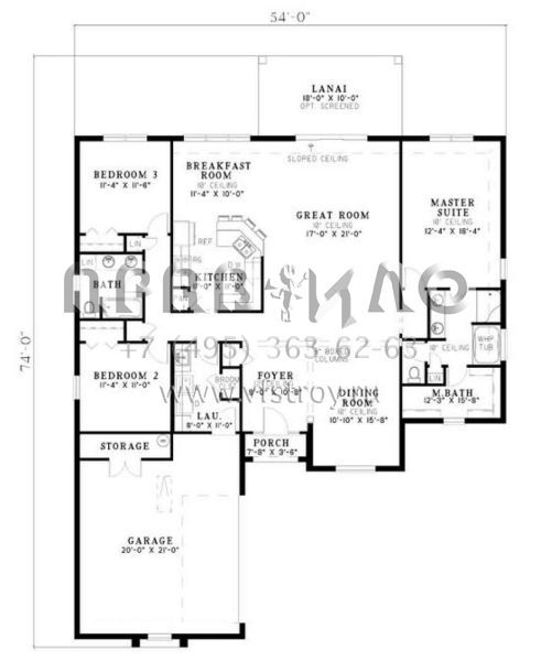 Проект одноэтажного дома с гаражом на две машины в прибрежном стиле S5-191 (110-00408)