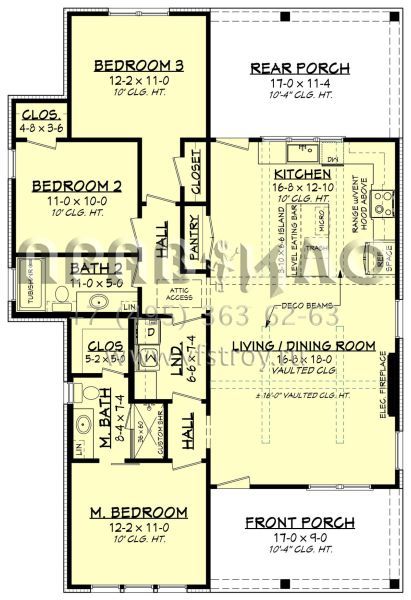 Проект одноэтажного дома без гаража в современном стиле S5-121 (041-00297)