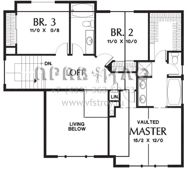 Проект двухэтажного дома с гаражом на две машины в стиле Ранчо S5-180 (2559-00251)