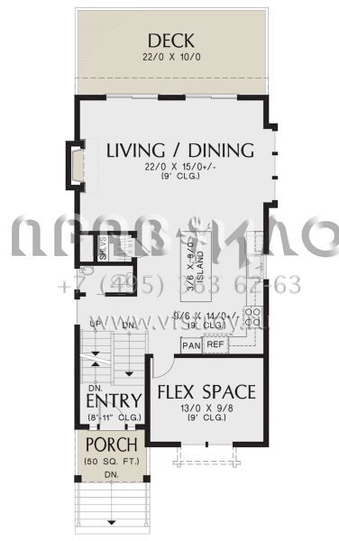 Проект трехэтажного дома с гаражом на одну машину в стиле Ранчо S5-204 (2559-01018)