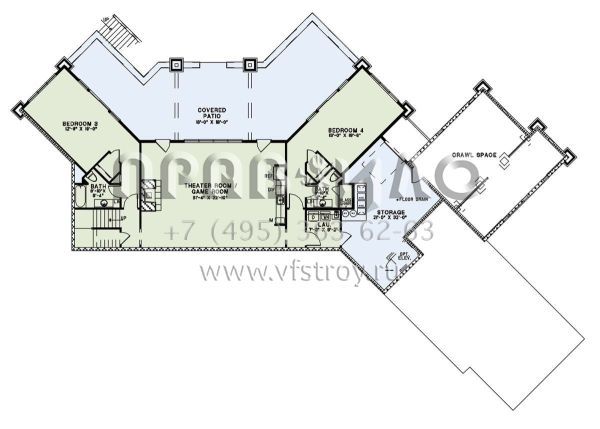 Проект двухэтажного дома с гаражом на три и более машин в стиле Райт S5-449 (110-01064)