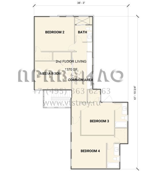 Проект двухэтажного дома с гаражом на три и более машин в современном стиле S5-380 (881-00005)