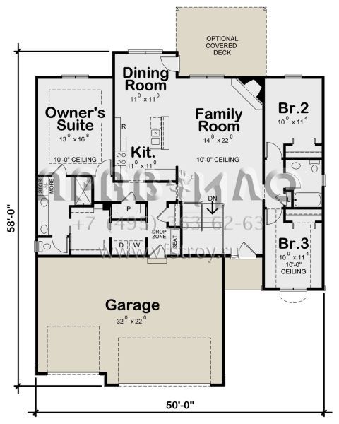 Проект одноэтажного дома с гаражом на три и более машин в стиле Ранчо S5-156 (402-01712)
