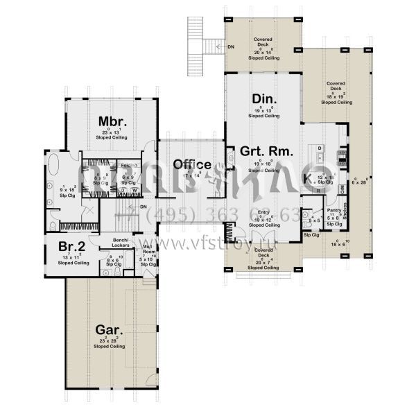 Проект одноэтажного дома с гаражом на две машины в современном стиле S5-267 (963-00910)