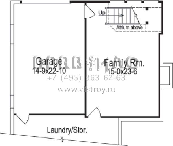 Проект одноэтажного дома с гаражом на одну машину в стиле Ранчо S5-144 (5633-00113)