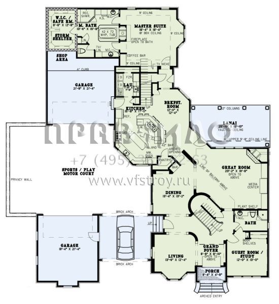 Проект двухэтажного дома с гаражом на три и более машин в современном стиле S5-465 (110-00485)