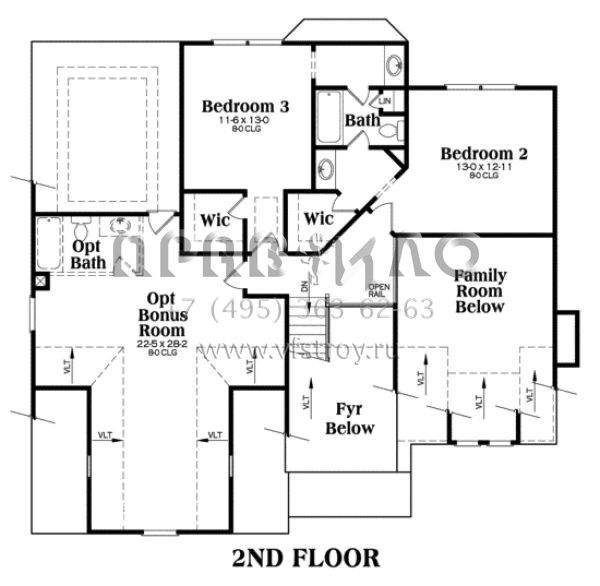 Проект двухэтажного дома с гаражом на две машины в стиле Ранчо S5-188 (009-00037)