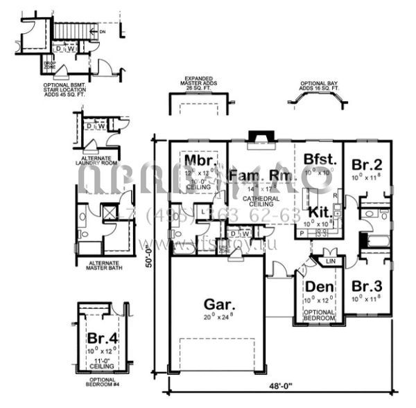 Проект одноэтажного дома с гаражом на две машины в стиле Ранчо S5-141 (402-01427)
