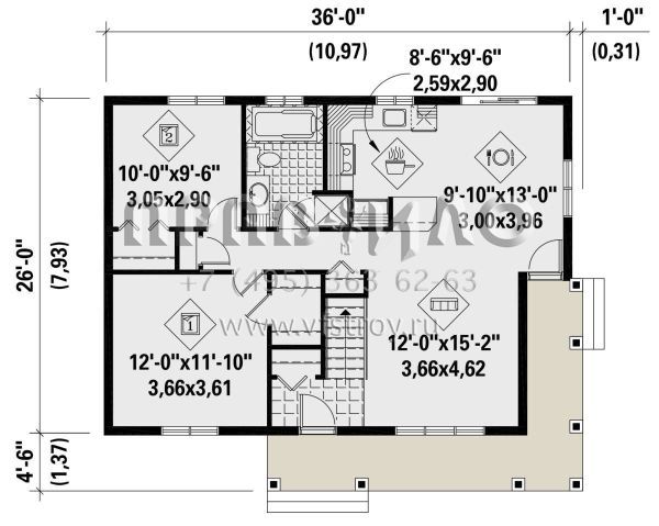 Проект одноэтажного дома без гаража в современном стиле S5-83 (6146-00587)