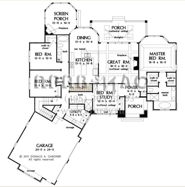 Проект одноэтажного дома с гаражом на две машины в стиле Ранчо S5-204 (2865-00184)