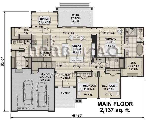 Проект одноэтажного дома с гаражом на две машины в современном стиле S5-199 (098-00383)