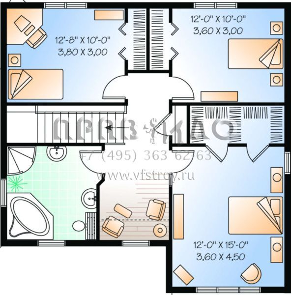Проект двухэтажного дома без гаража в стиле Ранчо S5-162 (034-00125)