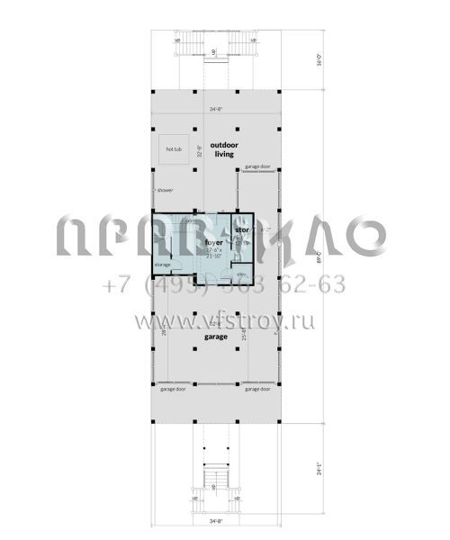 Проект трехэтажного дома с гаражом на две машины в прибрежном стиле S5-446 (028-00188)
