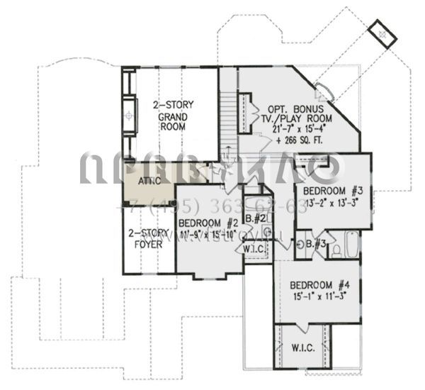 Проект двухэтажного дома с гаражом на три и более машин в стиле Ранчо S5-327 (699-00175)