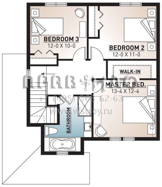 Проект двухэтажного дома без гаража в стиле Ранчо S5-154 (034-00465)