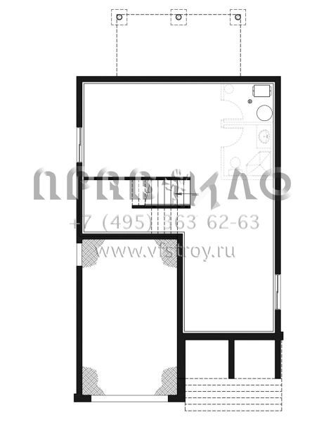 Проект двухэтажного дома с гаражом на одну машину в современном стиле S5-160 (034-01191)