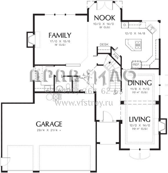 Проект двухэтажного дома с гаражом на три и более машин в английском стиле S5-229 (2559-00452)