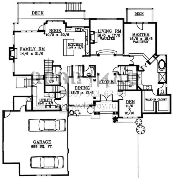 Проект двухэтажного дома с гаражом на три и более машин в американском стиле S5-437 (692-00116)