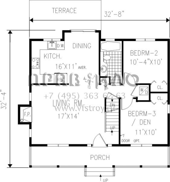 Проект двухэтажного дома с гаражом на две машины в стиле Ранчо S5-125 (033-00032)