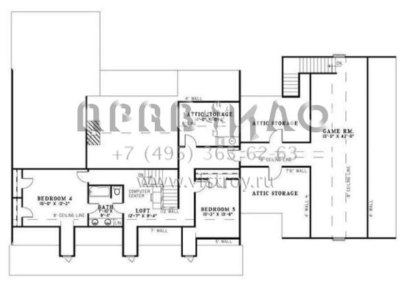 Проект двухэтажного дома с гаражом на три и более машин в стиле Ранчо S5-325 (110-00567)