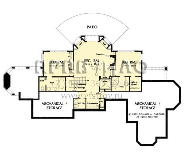 Проект одноэтажного дома с гаражом на три и более машин в стиле Ранчо S5-370 (2865-00327)