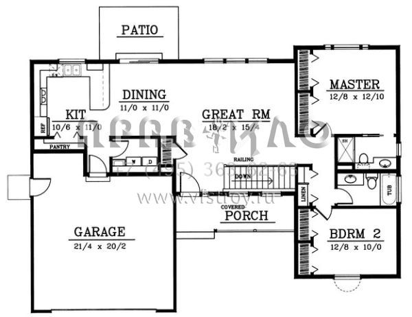 Проект одноэтажного дома с гаражом на две машины в стиле Ранчо S5-120 (692-00062)