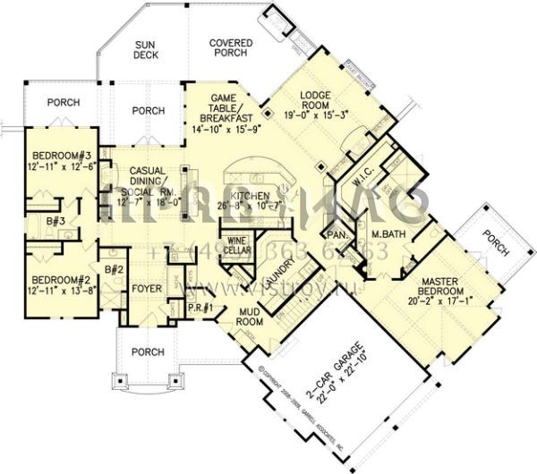 Проект одноэтажного дома с гаражом на две машины в американском стиле S5-285 (699-00047)