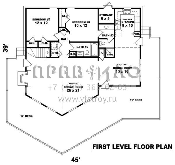 Проект двухэтажного дома без гаража в стиле Ранчо S5-170 (053-00301)