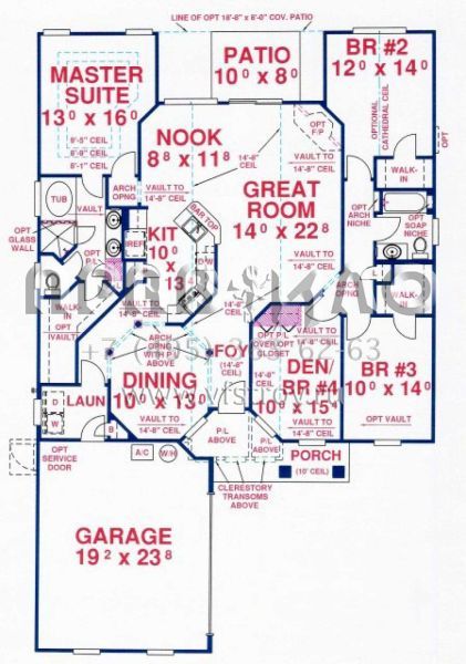Проект одноэтажного дома с гаражом на две машины в стиле Ранчо S5-180 (4766-00123)