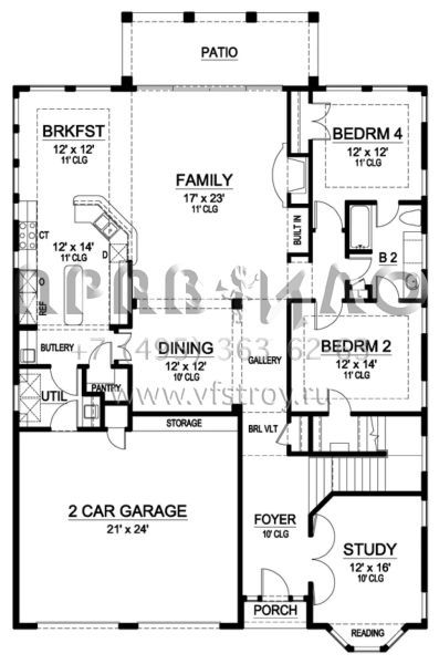 Проект двухэтажного дома с гаражом на две машины в прибрежном стиле S5-322 (5445-00185)