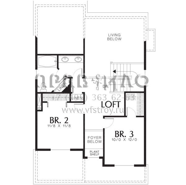 Проект двухэтажного дома с гаражом на одну машину в американском стиле S5-138 (2559-00276)
