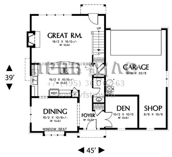 Проект двухэтажного дома с гаражом на две машины в американском стиле S5-192 (2559-00409)