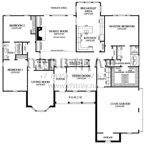 Проект двухэтажного дома с гаражом на две машины в стиле Ранчо S5-311 (7922-00125)
