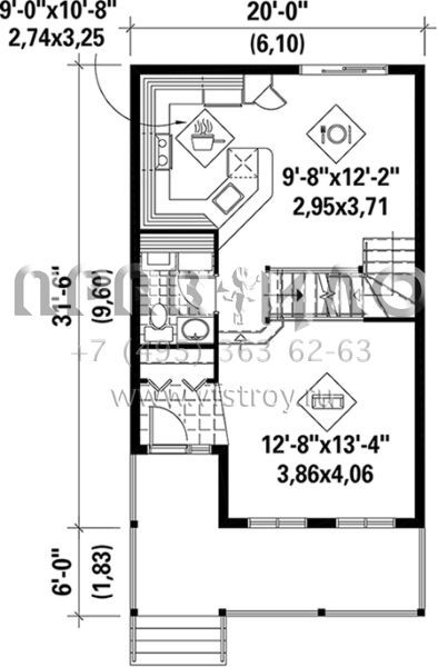 Проект двухэтажного дома без гаража в стиле Ранчо S5-112 (6146-00211)