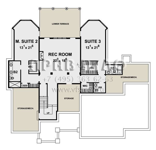 Проект одноэтажного дома с гаражом на три и более машин в стиле Ранчо S5-435 (402-01705)
