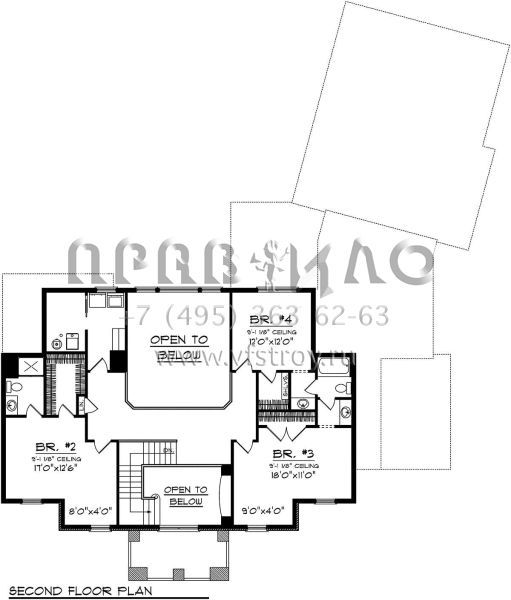 Проект двухэтажного дома с гаражом на три и более машин в стиле Особняк S5-336 (1020-00217)