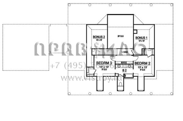 Проект двухэтажного дома с гаражом на две машины в стиле Ранчо S5-283 (5445-00049)