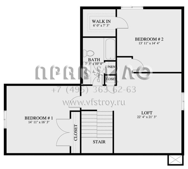 Проект двухэтажного дома с гаражом на три и более машин в стиле Ранчо S5-252 (2802-00056)