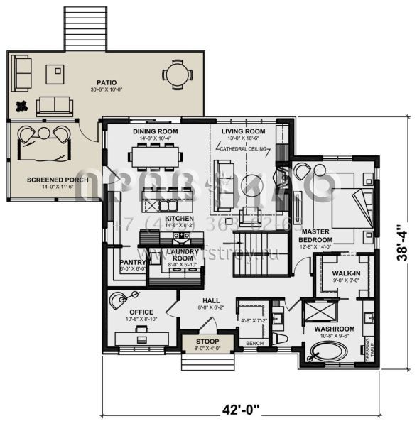 Проект одноэтажного дома без гаража в современном стиле S5-268 (034-01306)