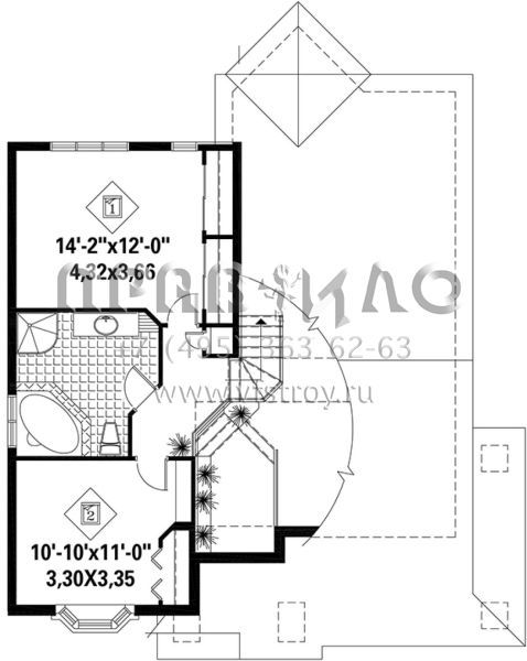 Проект двухэтажного дома с гаражом на одну машину в стиле Ранчо S5-141 (6146-00342)