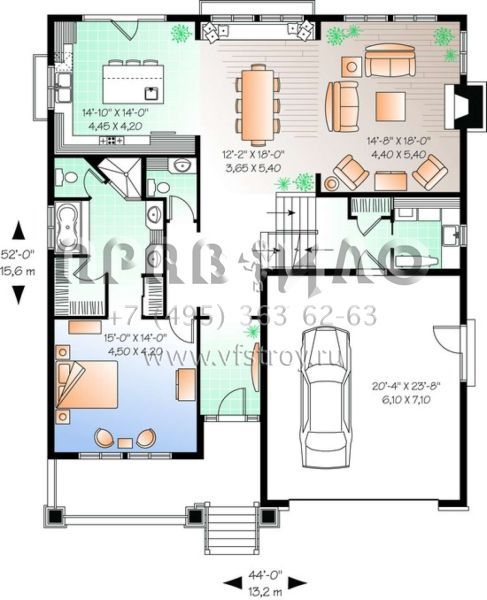 Проект двухэтажного дома с гаражом на одну машину в американском стиле S5-215 (034-00740)