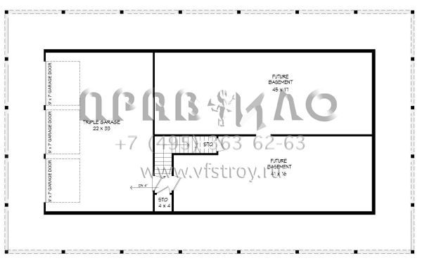 Проект одноэтажного дома с гаражом на три и более машин в стиле Ранчо S5-221 (940-00103)