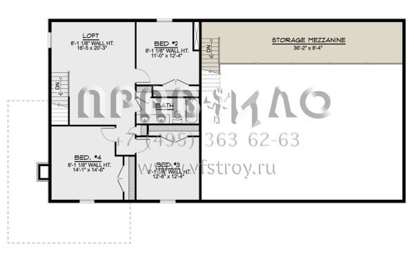 Проект двухэтажного дома с гаражом на три и более машин в стиле БарнХаус S5-200 (5032-00241)