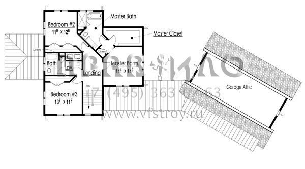 Проект двухэтажного дома с гаражом на две машины в стиле Ранчо S5-212 (7806-00016)