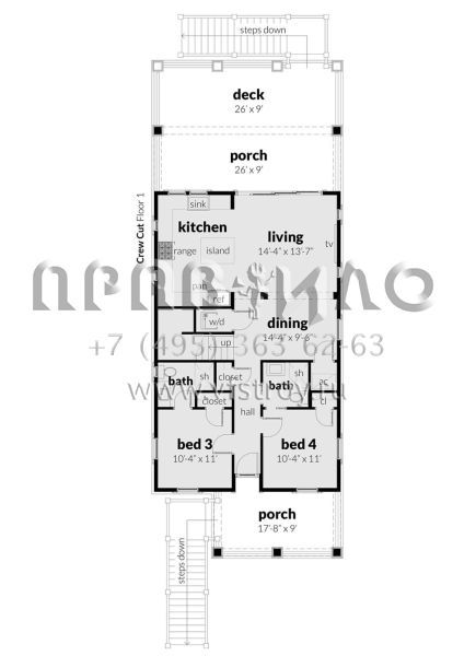 Проект двухэтажного дома с гаражом на три и более машин в прибрежном стиле S5-155 (028-00161)